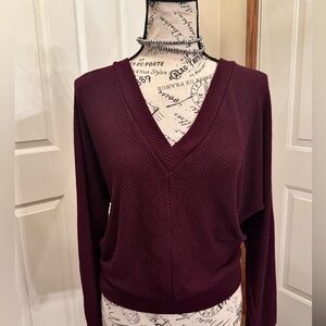 Women's V-Neck Burgundy Sweater